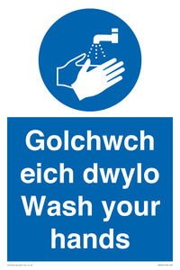 golchwch eich dwylo / wash your hands - safety sign
